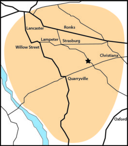 Lancaster County Gasoline and Diesel Delivery Area Map